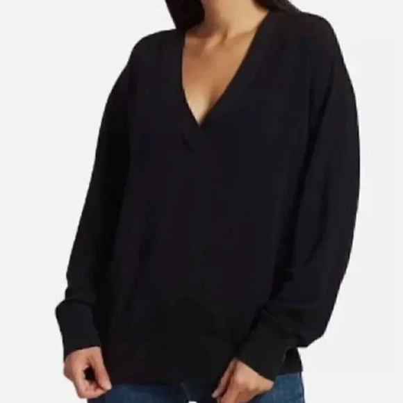 rag & bone Sweaters - Rag & Bone Black Flora Pullover Sweatshirt V-Neck Sweater Size S/P
